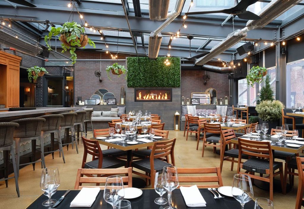 a restaurant with tables and chairs