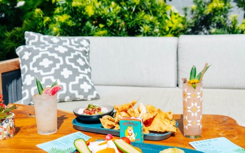 a table with food on it