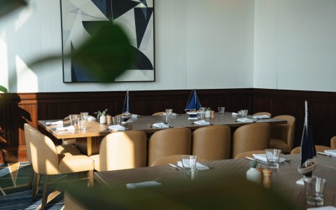 a table set up for a dinner