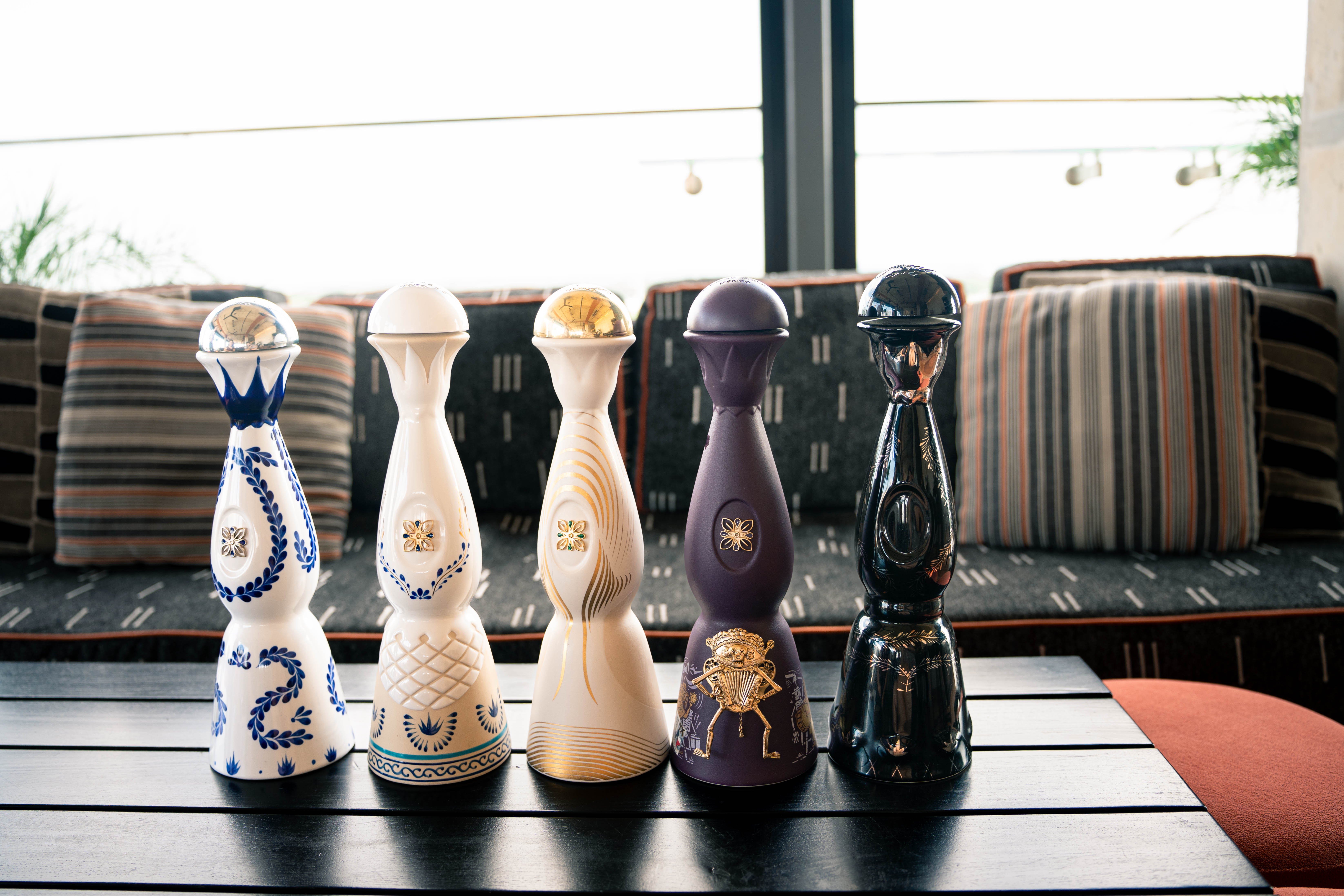 a group of decorative objects on a table