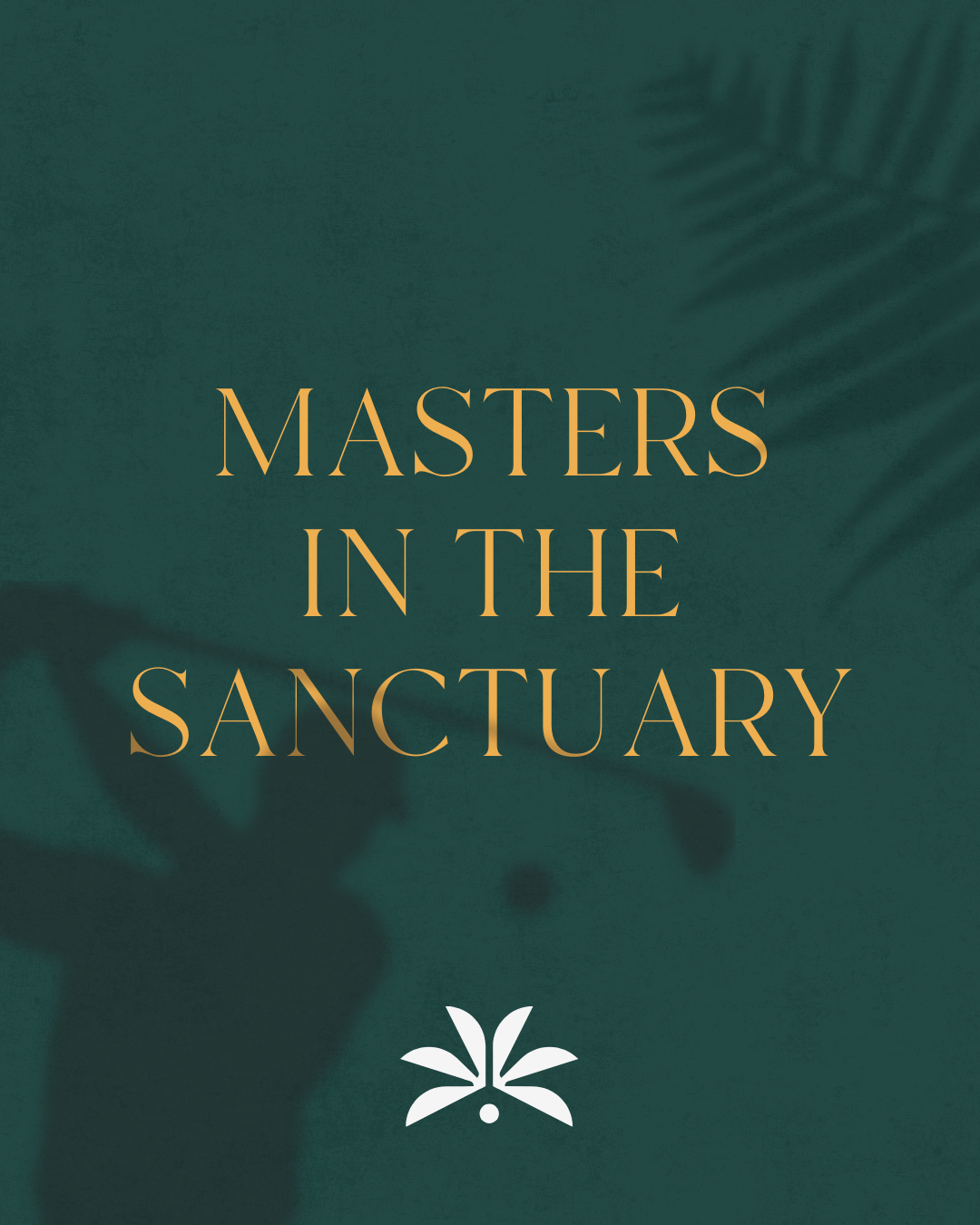 a green and gold text on a green background