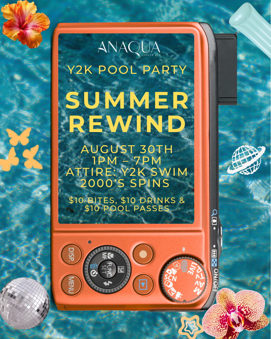 a device with a screen and a pool party invitation