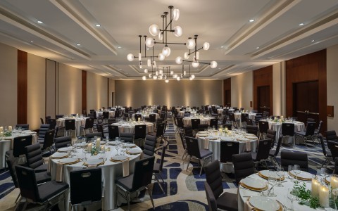 a room with tables and chairs