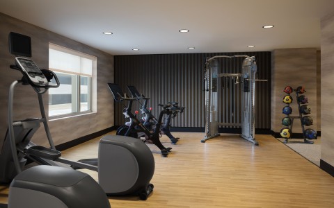 a room with exercise equipment