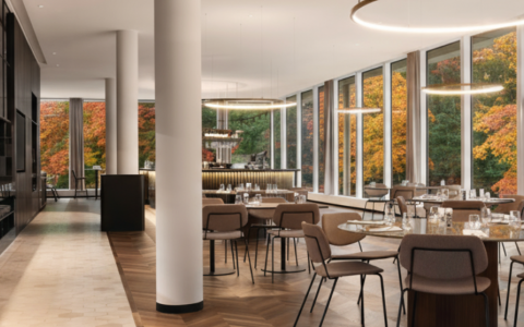 a restaurant with tables and chairs