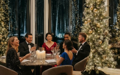 a group of people sitting around a table