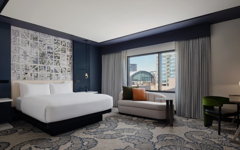 a room with a bed and a couch