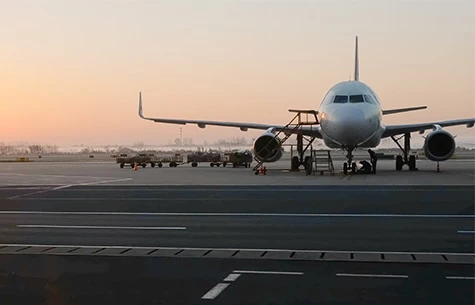 an airplane on the runway
