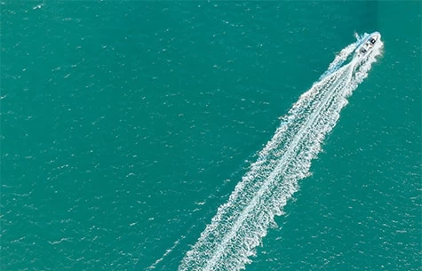 a speed boat in the water
