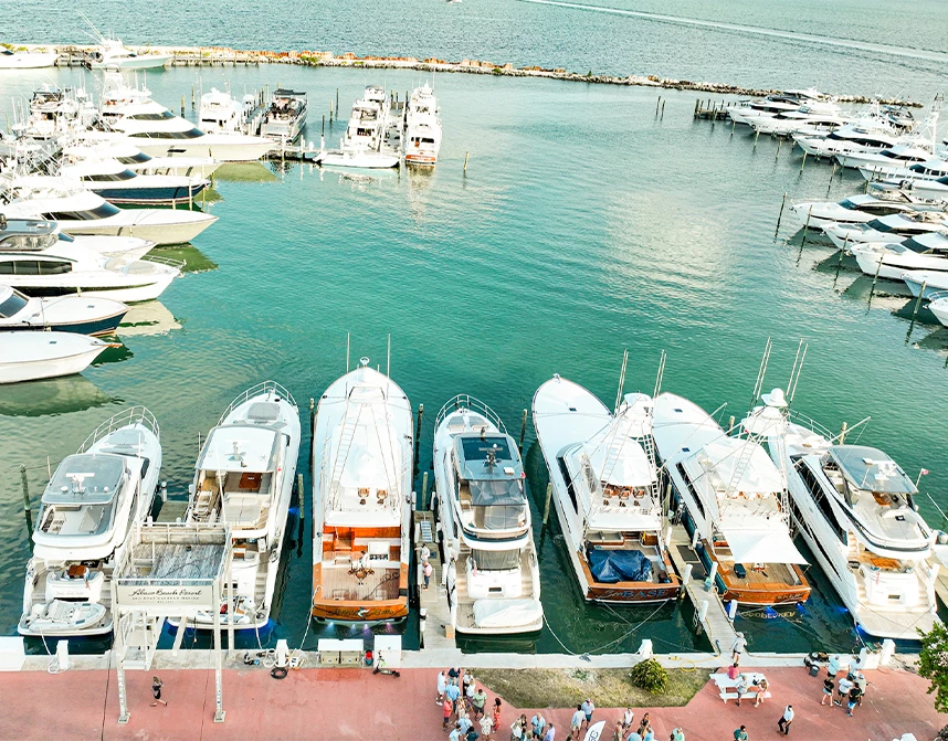 a group of boats in a harbor
