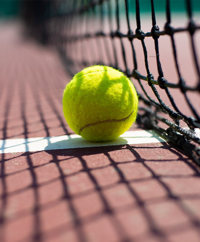 a tennis ball on a racket