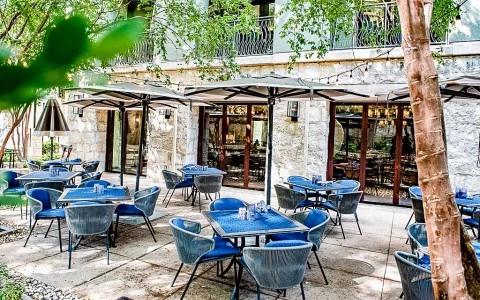 outdoor patio seating in a restaurant