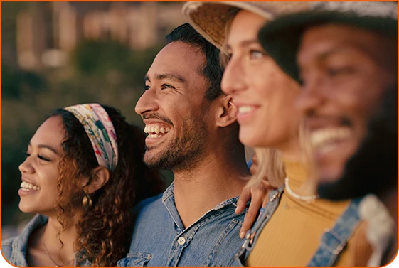 a group of people smiling