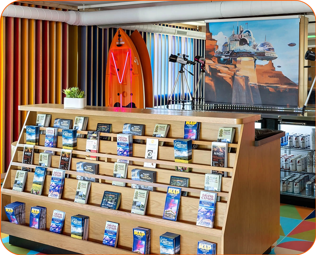 a display of books on shelves in a store