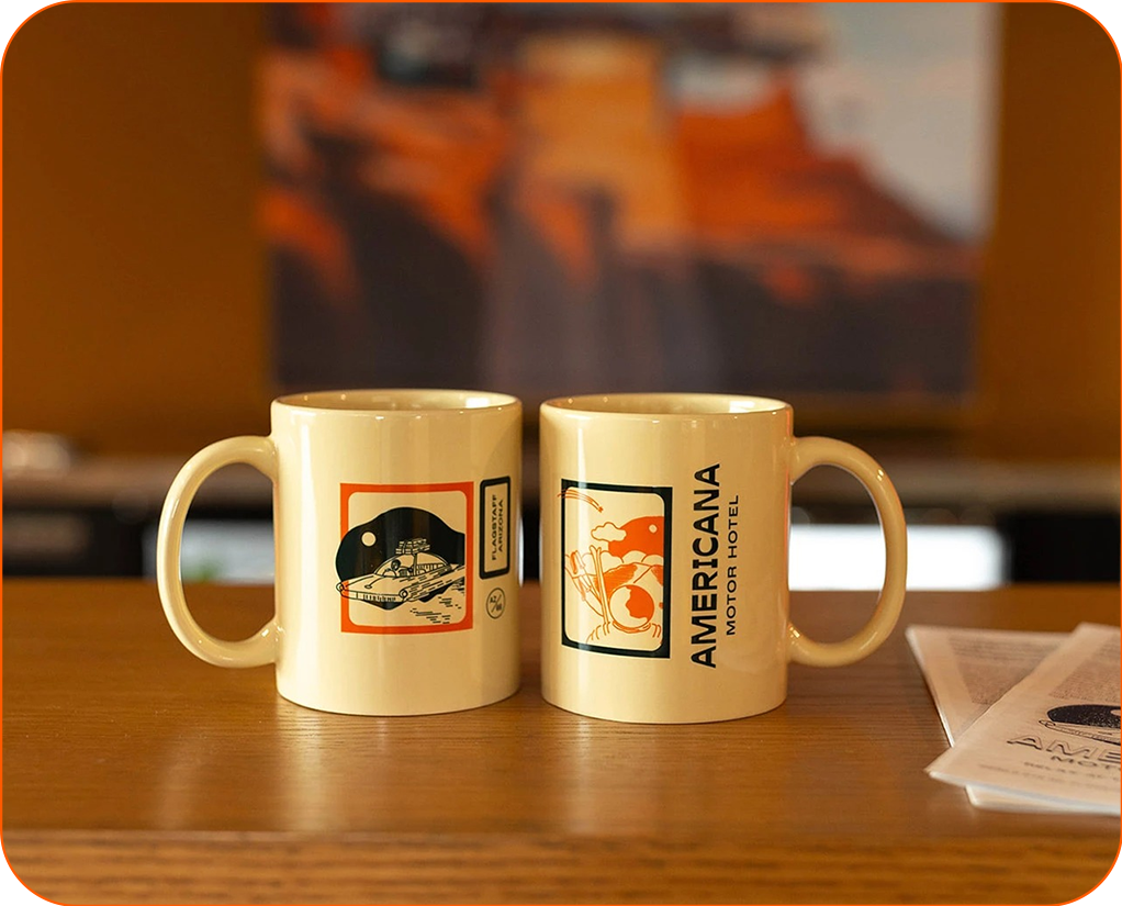two coffee mugs on a table