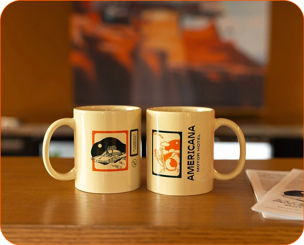 two coffee mugs on a table