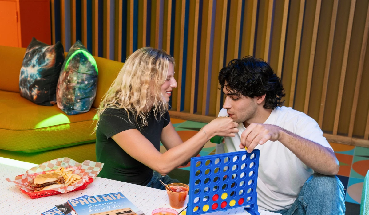 a man and woman playing a game