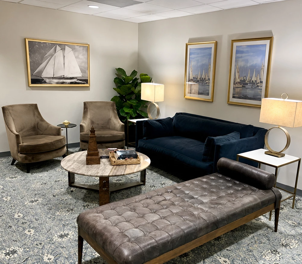 a room with couches and chairs