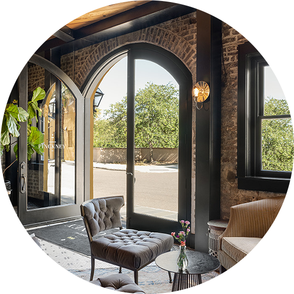 a room with a chair and a table