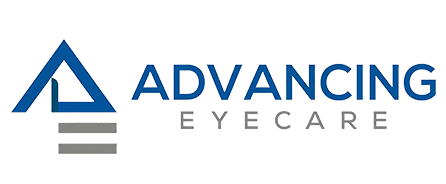 a blue and grey text on a black background
