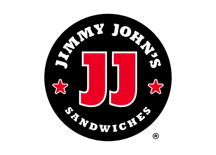 a logo with red letters and stars on a black background