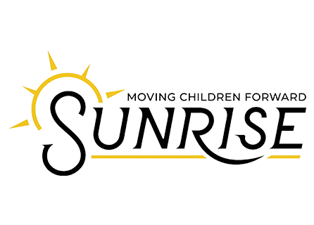 a logo with yellow sun and black text
