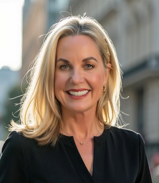 a woman smiling at the camera