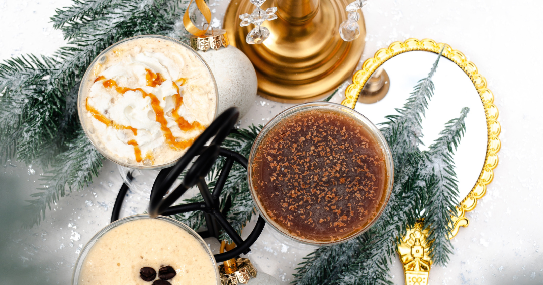 a group of drinks on a table