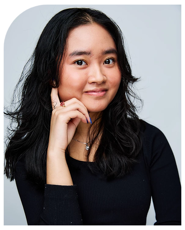 a woman with long black hair