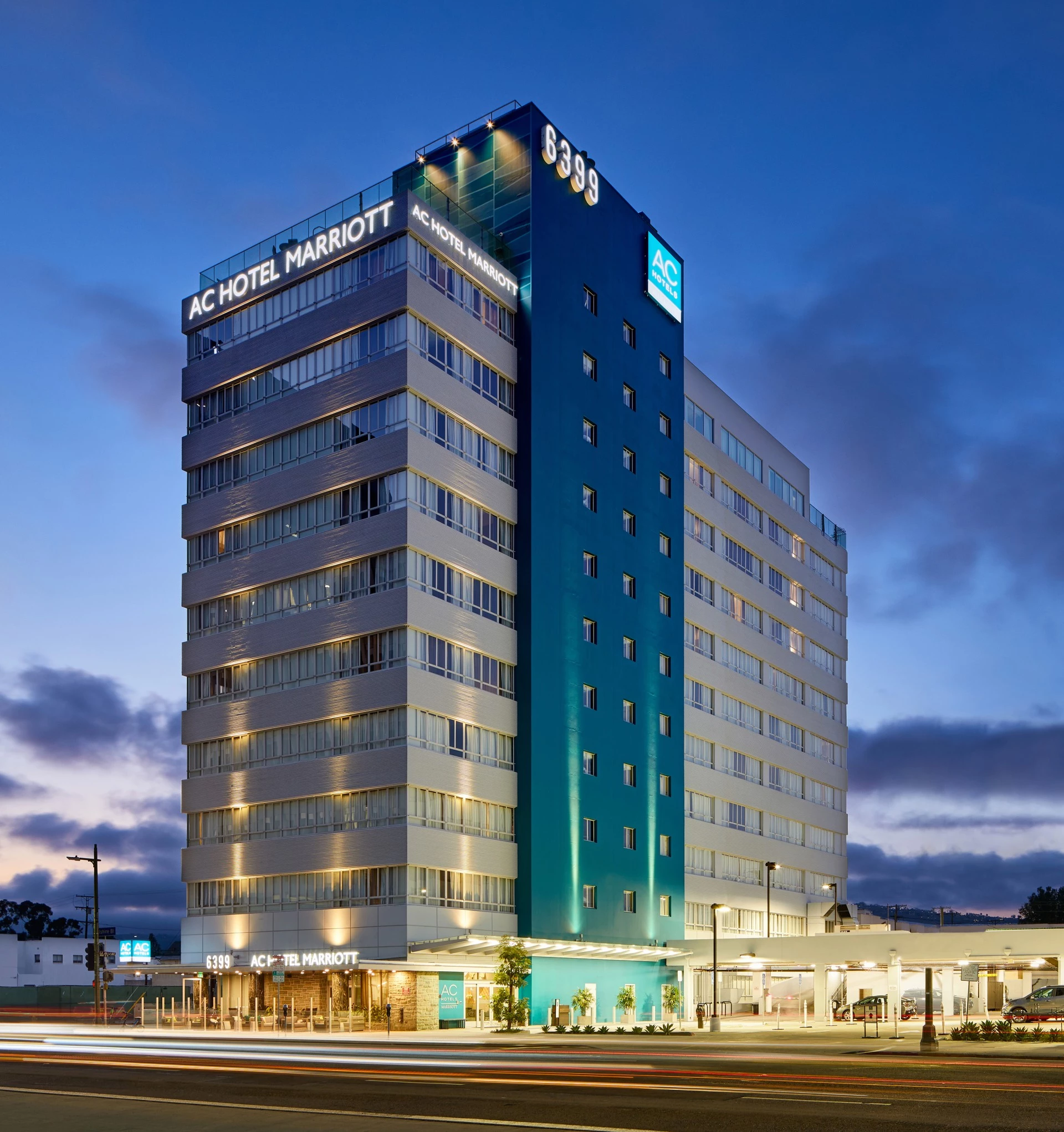 a building with lights on