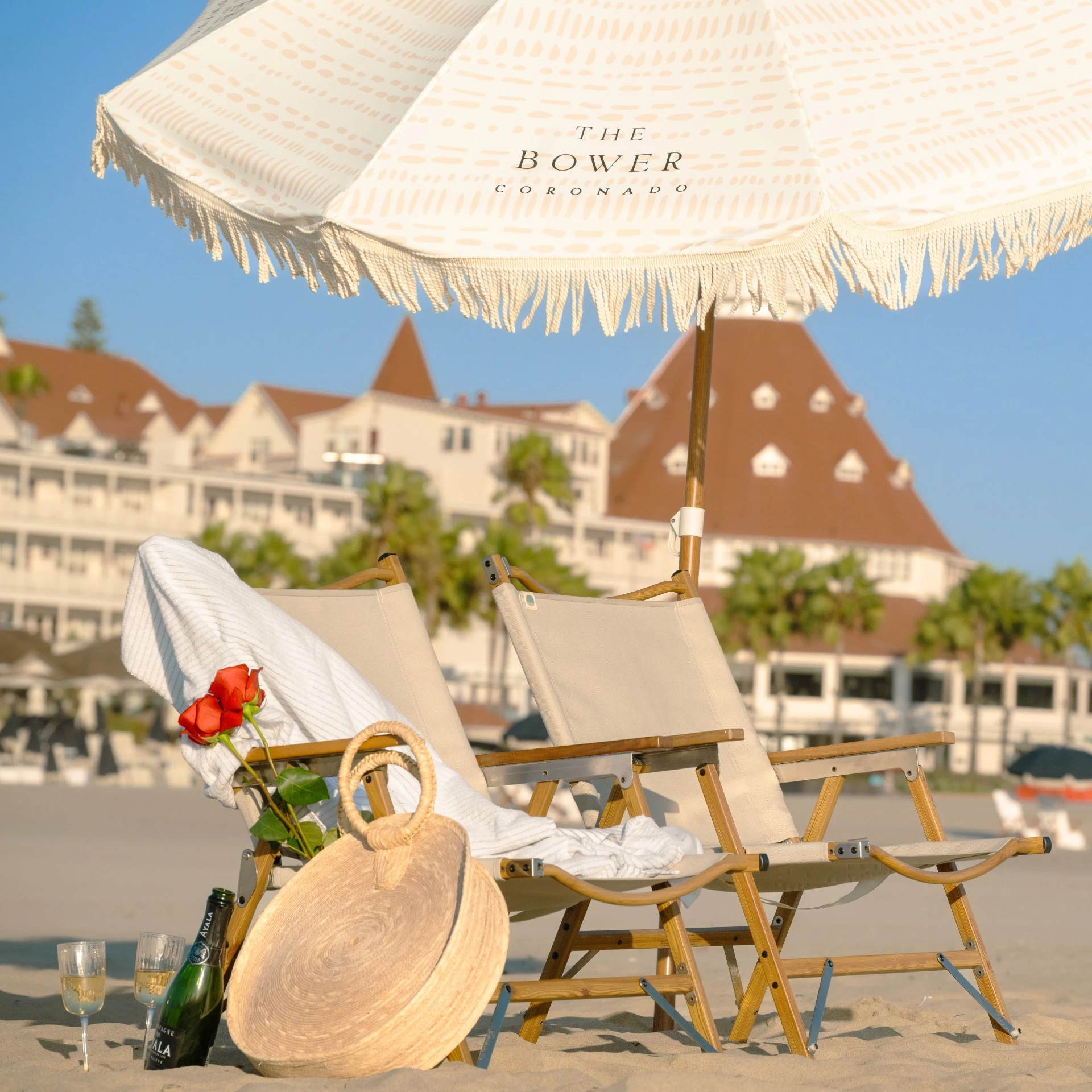 chairs and umbrella on a beach