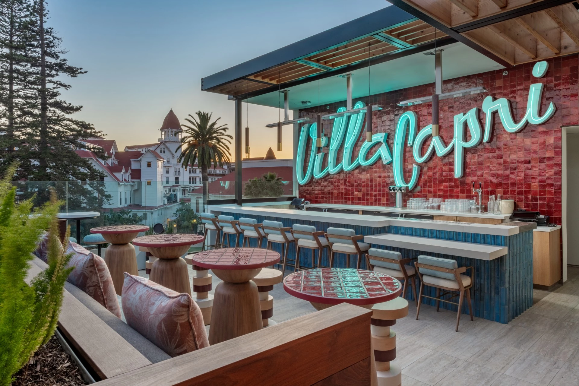 a restaurant with tables and chairs