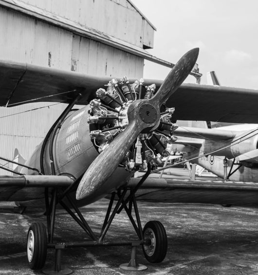an airplane with a propeller