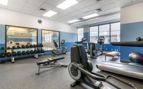 a room with exercise equipment