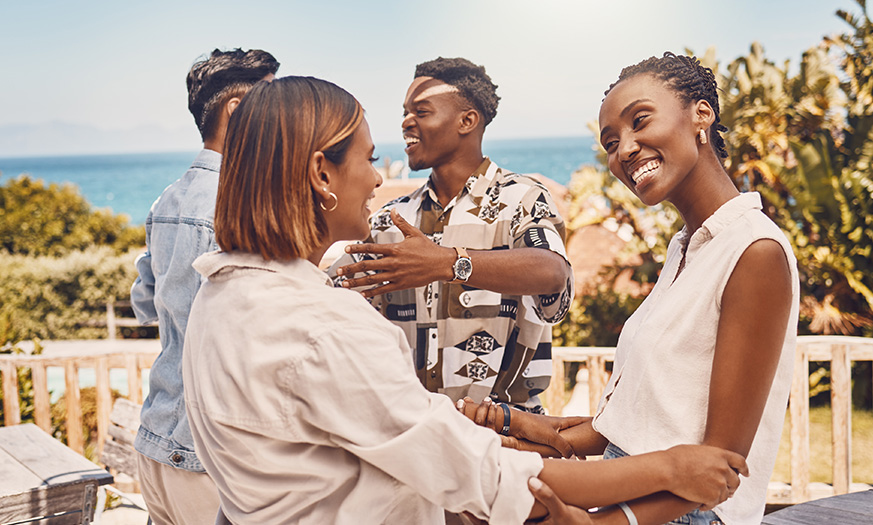 a group of people standing together