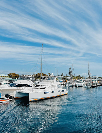 a group of boats in a body of water