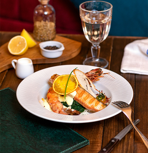a plate of food on a table