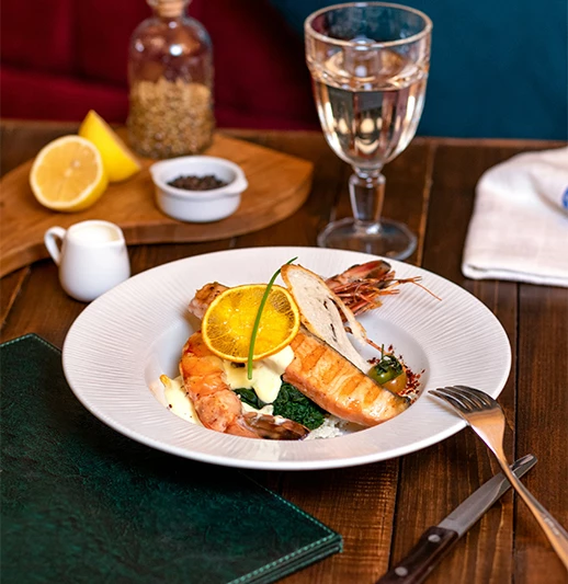 a plate of food on a table