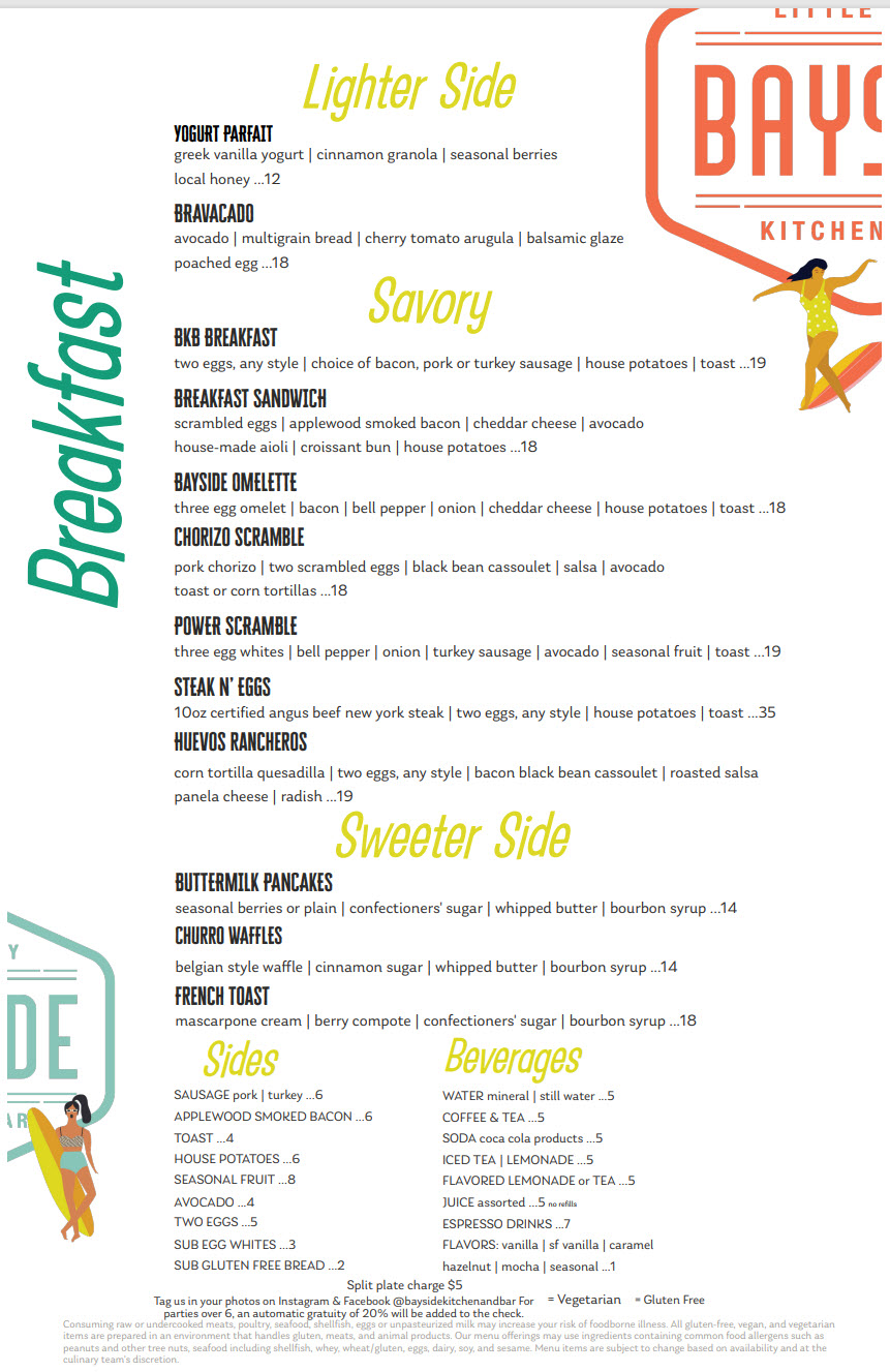 a menu of a breakfast