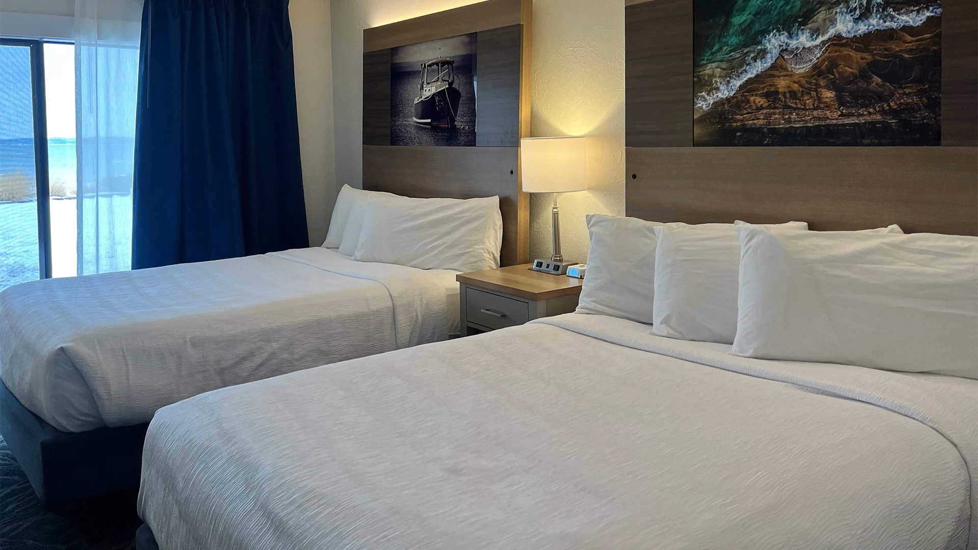 two beds in a hotel room