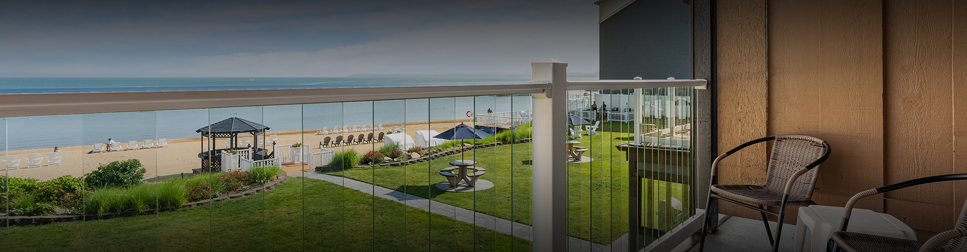 a view of a beach from a balcony