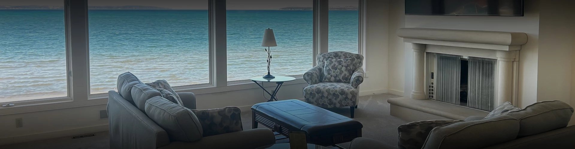 a room with a view of the ocean