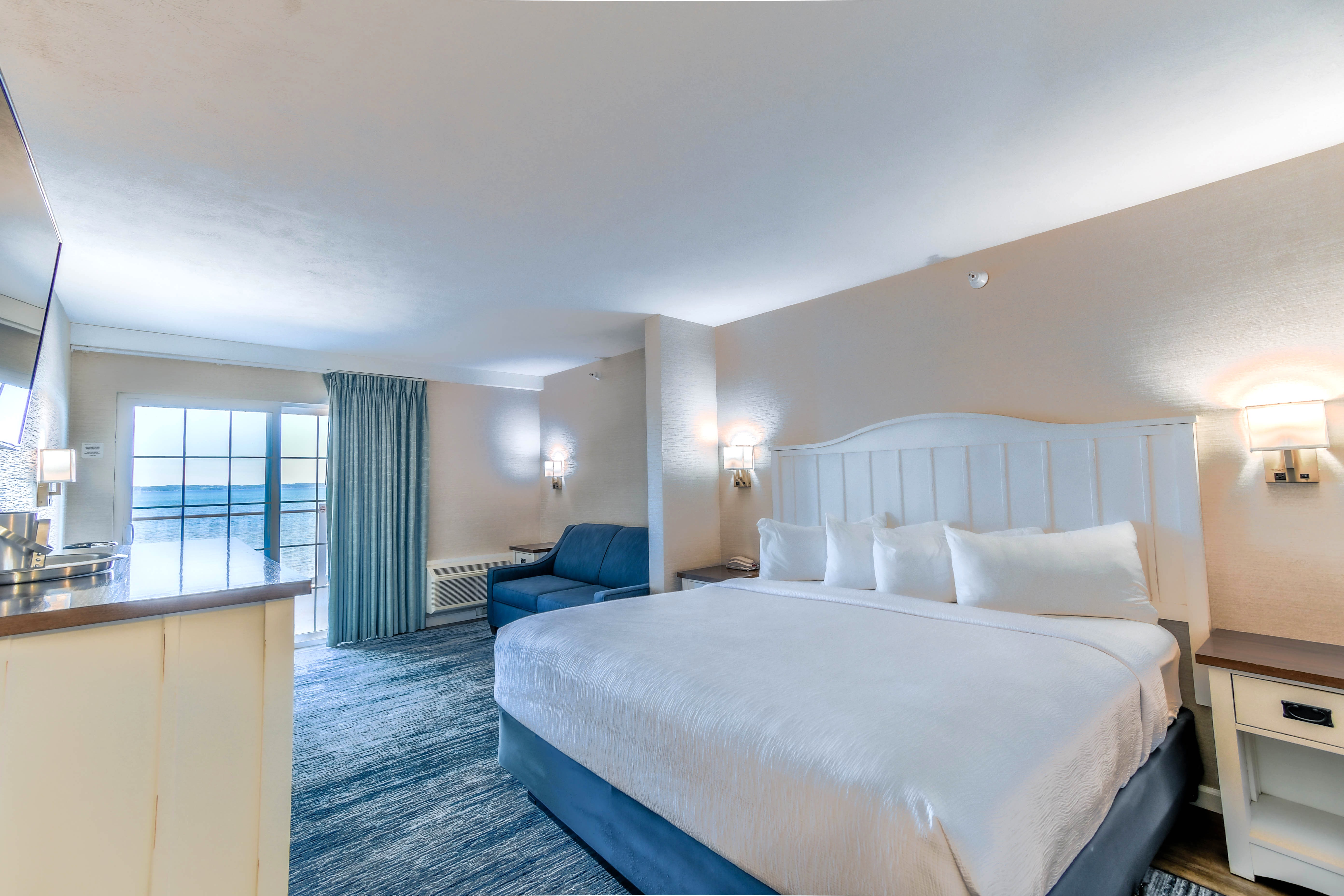 a room with a bed and a couch