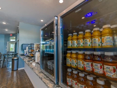 a display case with food in it