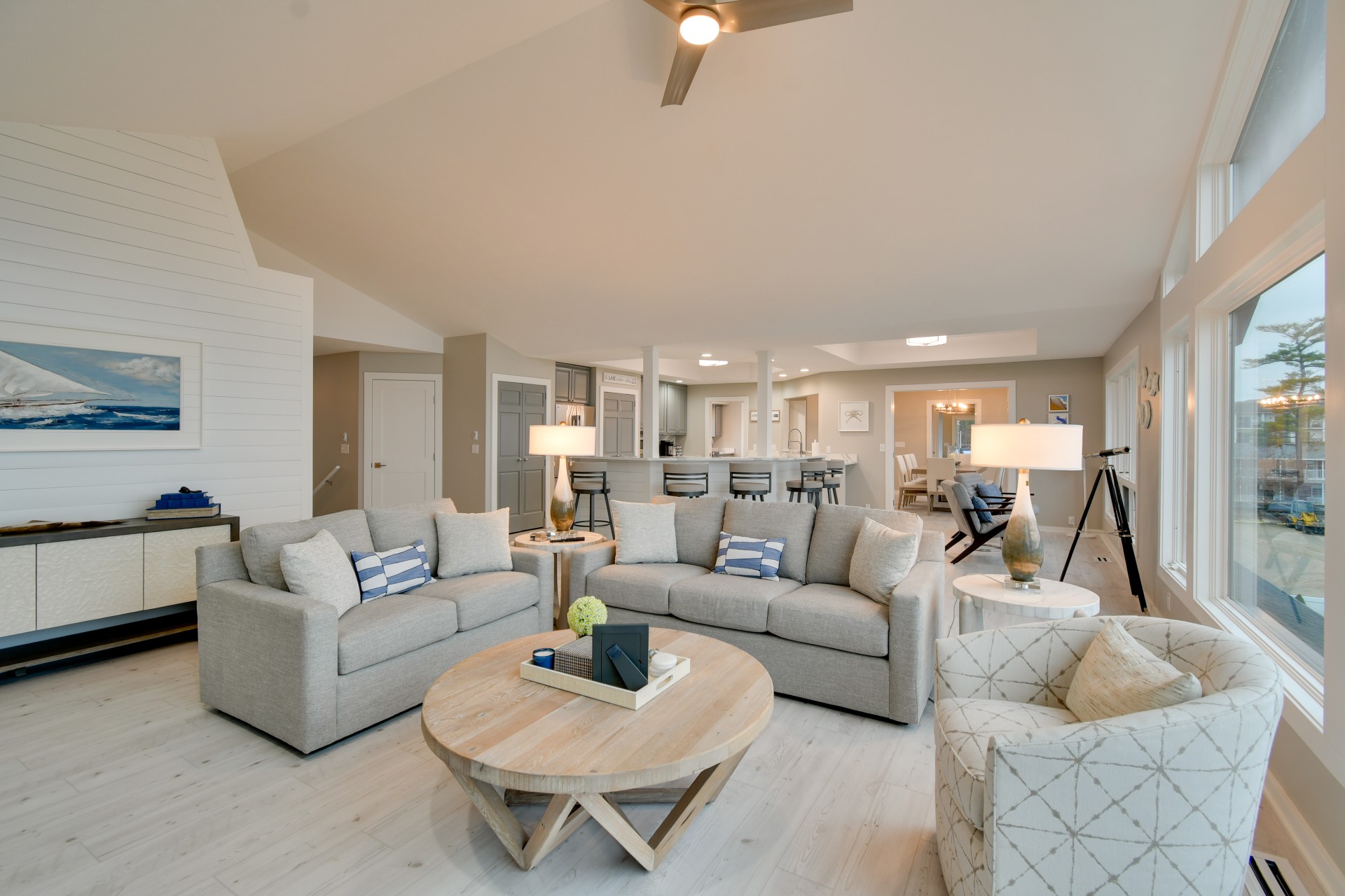 a living room with a couch and a coffee table
