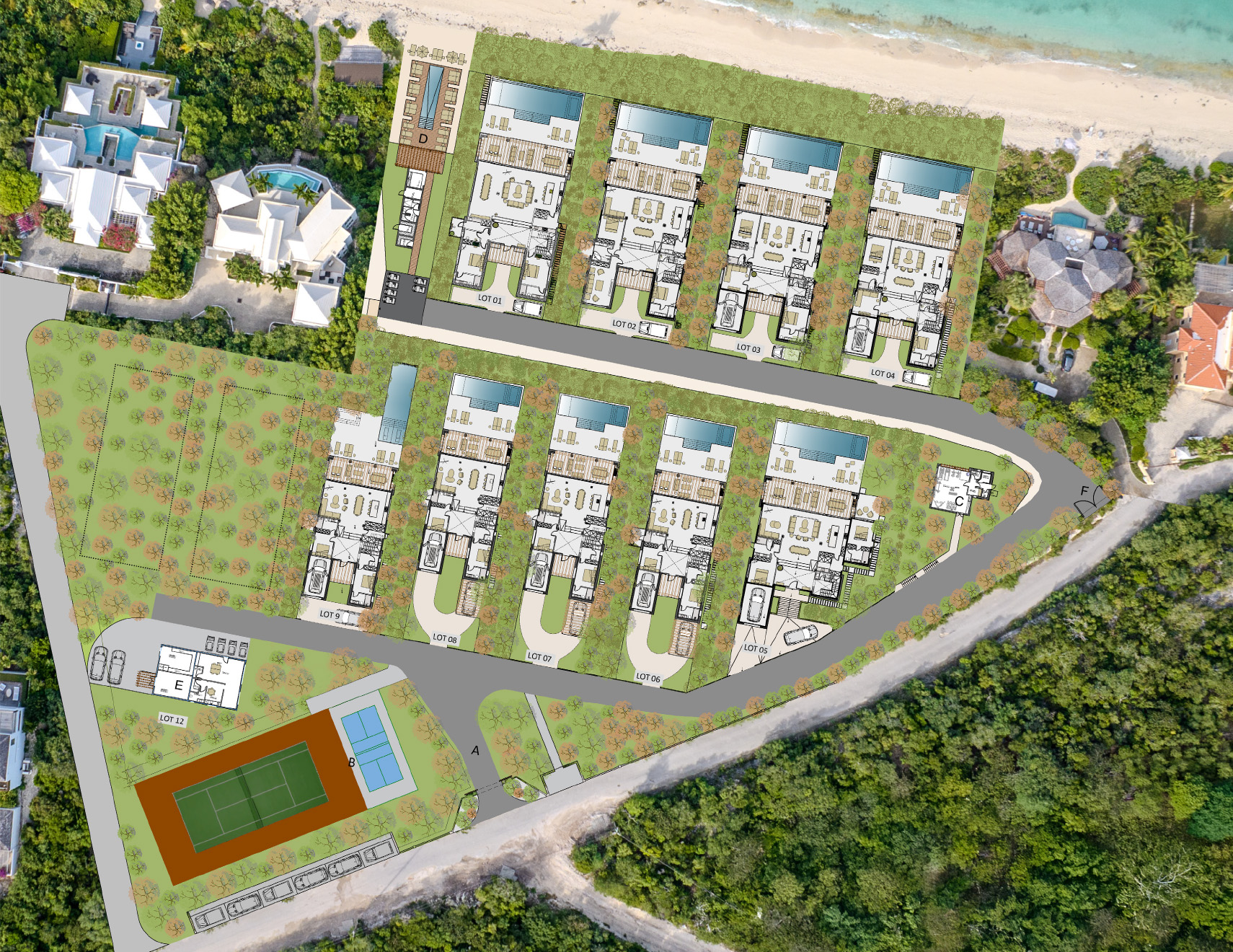 a aerial view of a resort