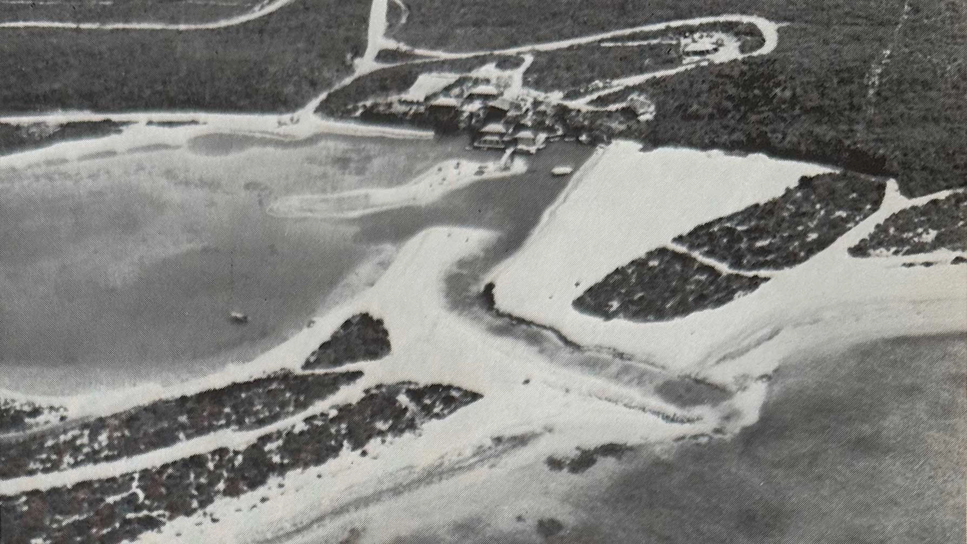 an aerial view of a river