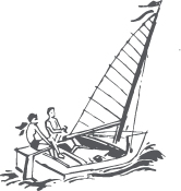 a black and white image of a sailboat