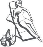 a woman in a swimsuit lying in a lounge chair