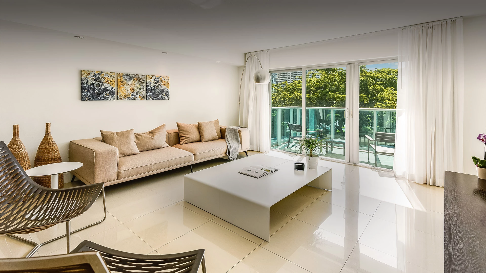 a living room with a couch and a coffee table